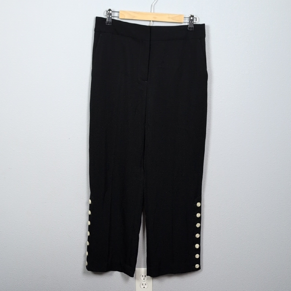 New! Rag & Bone Black Cropped Pants with Button Details